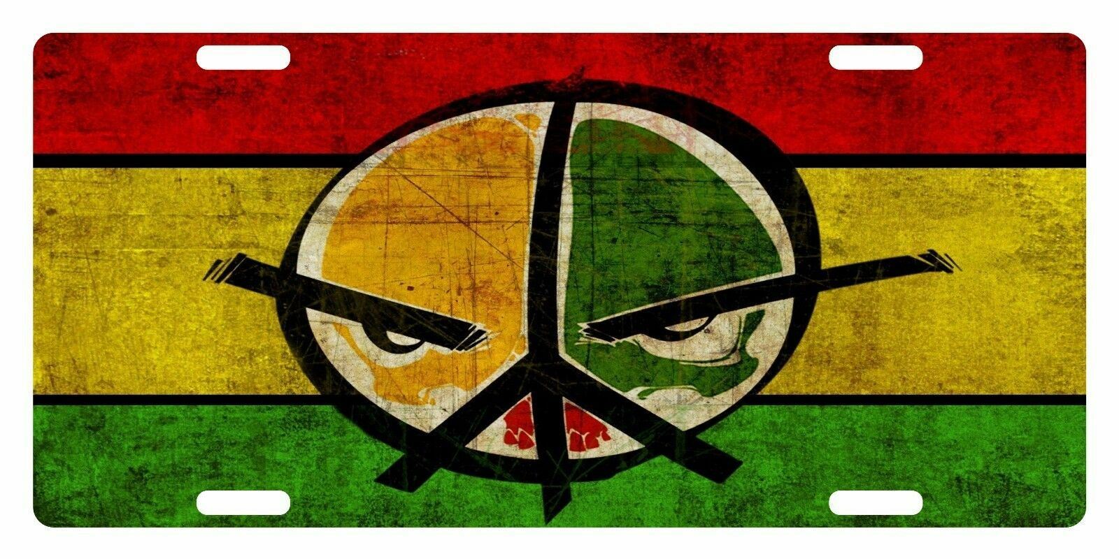 RASTA Flag Colors Custom License Plate Rastafarian Emblem Peace Version