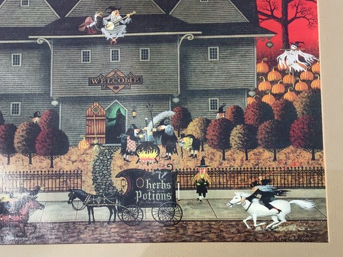 Charles Wysocki "Witch's Brew"Art Americana Halloween Witches, Witch, Pumpkins - Picture 4 of 13