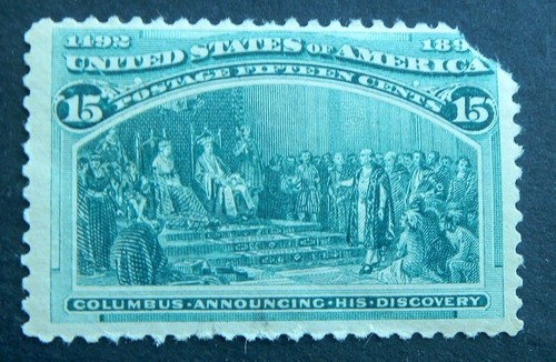 MNHog 1893 - 15c Columbian #238 15c dark green (Short Corner) MNHog