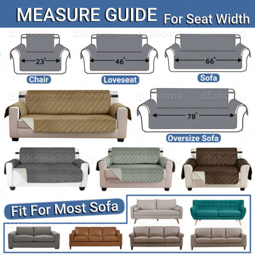 Waterproof Sofa Slip Covers Reversible Quilted Throw Pet Protector Couch Cover - Picture 3 of 61
