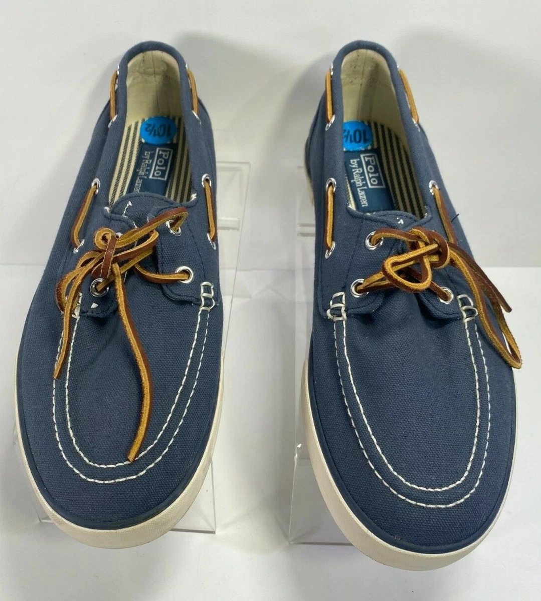 Polo Ralph Lauren Franz Mens Boat Shoes Canvas Sneakers Deck Size 10.5D Blue