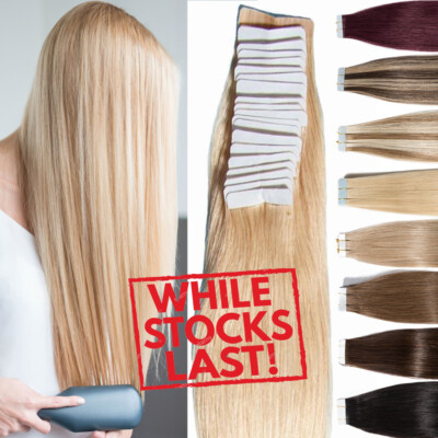 Wihte Blonde Tape In 100% Remy Human Hair Extentions Thick Skin Weft 20''22''24''