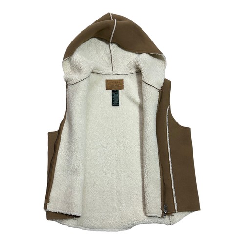 Lauren Ralph Lauren Vest Women Petite Medium PM Brown Zip Sherpa Lined Hooded - Picture 5 of 7