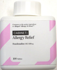 NEW Cabinet 24 Hour Allergy Relief Fexofenadine HCI 180mg 100 tablets FAST SHIP