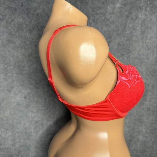 Lily of France Bra 36C Red Padded Underwire Adjustable Clasp Back Lace Sexy - Picture 5 of 14