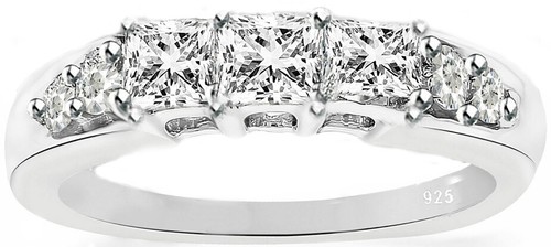 Silver Ring Gold Plating Real 925 Sterling Women 6ct Cubic Zirconia sz 4-11.5 - Picture 6 of 13