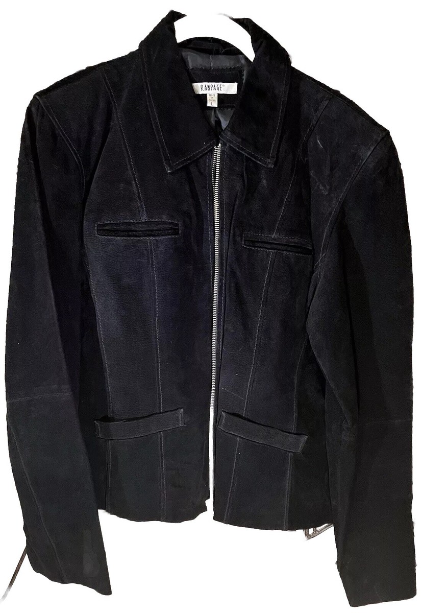 Rampage Womens Black Leather Stylish Jacket, Size L, Full