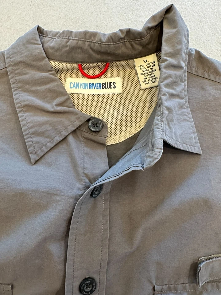 Camisa con botones Canyon River Blues para hombre XL gris exterior senderismo pesca cuello Foto 2 de 4