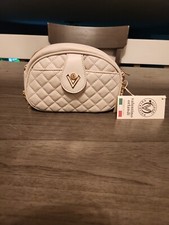 Valentino Orlandi Quilted “V” Gold Tone Logo Crossbody Shoulder Bag New