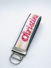 wristlet handmade Key Fob/ Rose Gold/ Arrows / Monogram/ Gray/ Pink