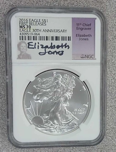 2016 BU American Silver Eagle NGC MS70 Jones Autograph (064)