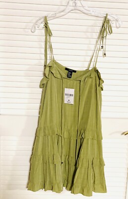 forever 21 green skater dress Forever 21 Women's Green Dress Size M Skater Tiered Sleeveless NWT