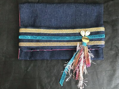 Denim Clutch Purse, Fully Lined, Handmade Accessory for Women Unique & Tredy NEW