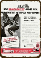 1952 GERMAN SHEPHERD Dog Loves Gaines Vintage-Look DECORATIVE REPLICA METAL SIGN
