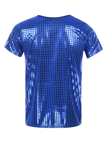 YiZYiF Herren Glitzer Pailletten Kurzarm T-Shirt Glänzende Nachtclub Party Top - Bild 60 von 79