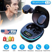 Wireless Earbuds, Bluetooth 5.0 Headphones Sport LED Digital Display Case Touch