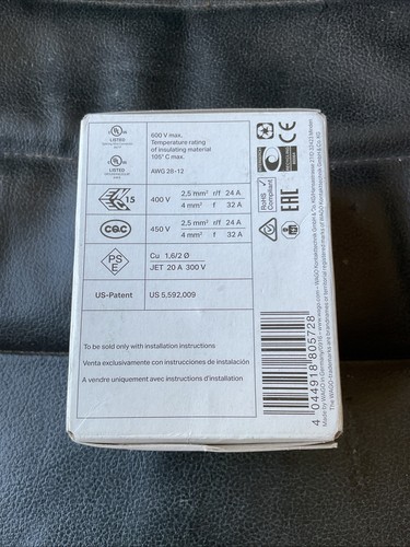 Wago 5-Tuercas de palanca-conductores 222-415 Empalme de alambre Bloque de terminales Caja de 40 - Imagen 2 de 3