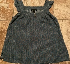 MARC JACOBS BOHO RUFFLE TANK TOP SLEEVELESS ( WOMENS 6 ) FLORAL METALLIC MULTI