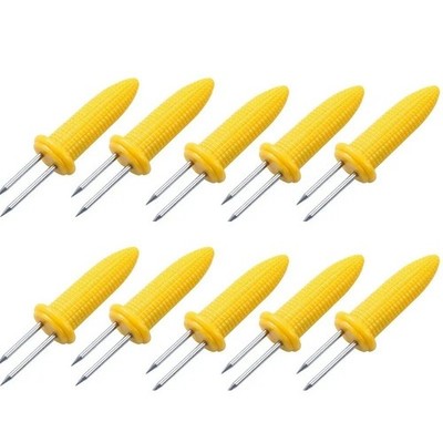 10x Edelstahl Maiskolben Halter Maisspieße Gabeln BBQ Zuckermais Picks