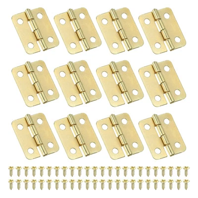Auvotuis 24Pcs 1-1/2 Inch Length Black Metal Butt Hinges Flat