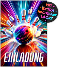 12X Bowling EINLADUNGSKARTEN KINDERGEBURTSTAG Junge Mädchen - Die Bowlingbahn PA