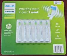 6 Philips Sonicare W Diamond Clean Brush Heads Medium HX6066/71 Whitens teeth