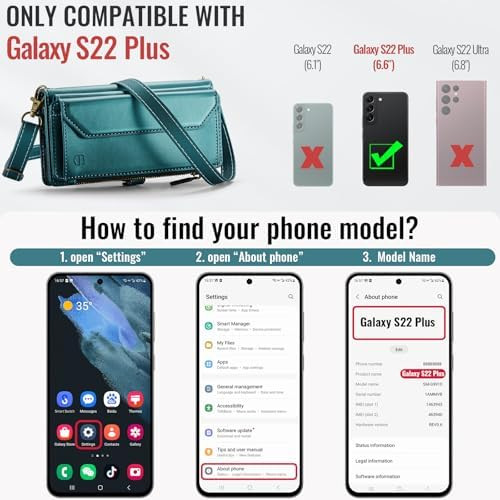 Crossbody Wallet Case kompatibel mit Samsung Galaxy S22 5G RFID Blocking Card H - Bild 2 von 6