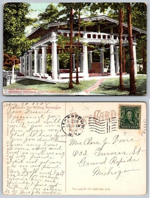 1908 Hall of Philosophy Chautauqua NY Posted Postcard S.H. Knox & Co.