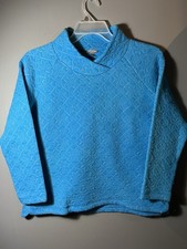 Talbots Sweatshirt Women  s size Small Blue Quilted Snowflake Wrap Neck