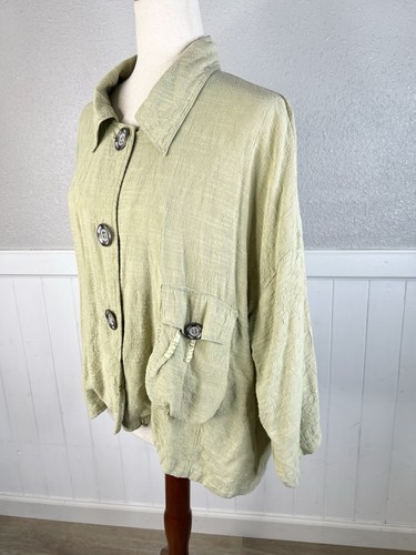 Neslay Top 2X Split Pea Artsy Lagenlook Boho Big Pocket Goblincore Fairy Indie - Picture 2 of 14