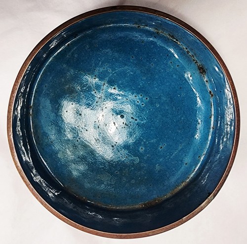 Vintage chinesische Emaille auf Messing runde Schmuckschatulle/Teedose Cloissene mit Deckel - Bild 6 von 10