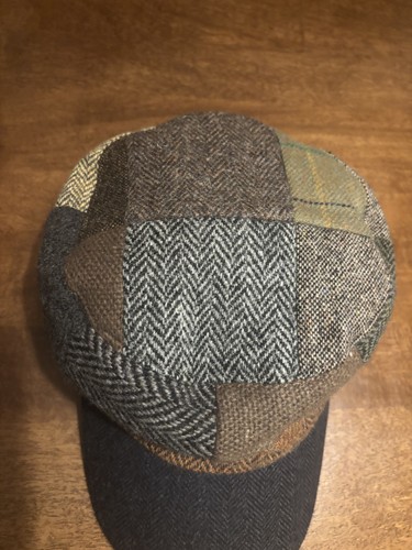 Hanna Hüte Mütze Kappe tailliert Herren mittelbraun grau Patchwork Donegal Wolle Irland - Bild 3 von 9