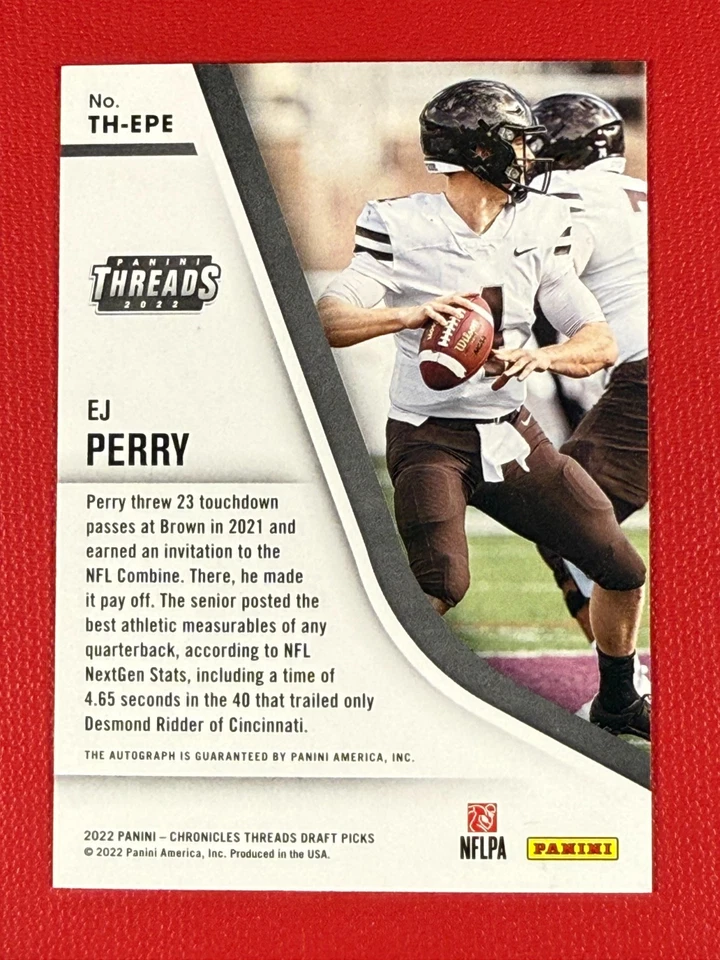 2022 Chronicles Draft Picks) Rookie Signatures EJ Perry #TH-EPE (AU, RC) - Image 2 of 2