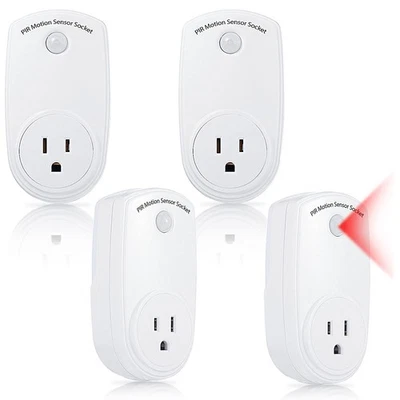 MACARRIE 4 Pieces Motion Sensor Sockets Indoor Plug in Sensor Light Control Switch 120...