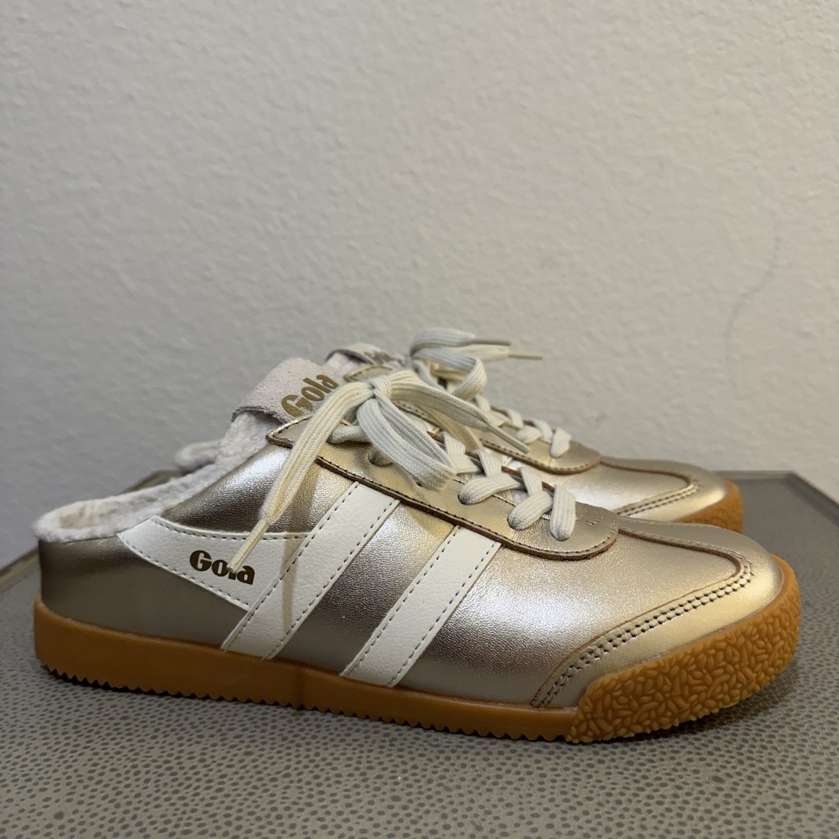 Gola x Anthropologie Elan Cozy Shearling Lined Mule Metallic US 7