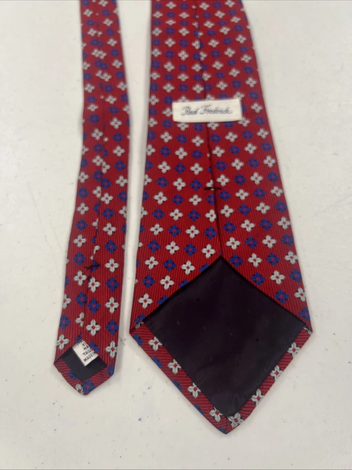 Corbata de cuello de seda floral roja y azul Paul Fredrick para hombre $98 Foto 4 de 4