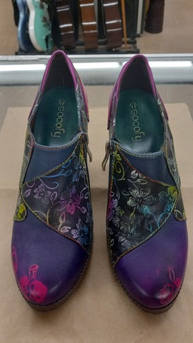 NEU Socofy Artsy Boho Hippie mehrfarbige Leder Pumps Oxford Knöchel 8 Damenschuhe - Bild 2 von 6