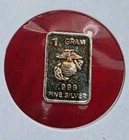 USMC US Marine Corps- 1 Gram .999 Fine Silver Bullion Mini Bar Round Coin Ingot