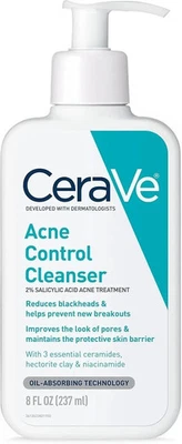 BRANDED CeraVe Face Wash Acne Treatment | 2% Salicylic Acid Cleanser with Purifying Clay