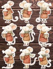 Hot Cocoa Mouse Die Cut Vinyl Stickers Set Scrapbooking Laptop Waterbottle