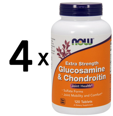 4 x NOW Foods Glucosamine & Chondroitin, Extra Strength - 120 (374,98 EUR/kg)