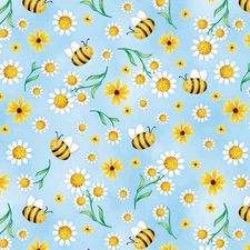 Yard ~  Sunshine Days Bees & Daisies By Benartex ~ $3.99 Ships ANY Amount Fabric