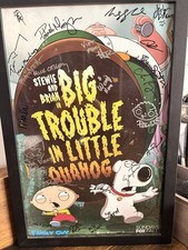 Family Guy Cast Signed Poster &ndash; Seth MacFarlane + 4 Others &ndash; Framed &ndash; Rare