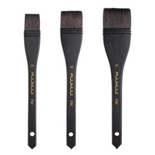 Flat Watercolor Brushes, 3pcs Professional Squirrel Hair Flat Hake Brushes Se...