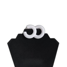 White Acrylic Lightweight Post Back Hoop Style Statement Fashion Earrings