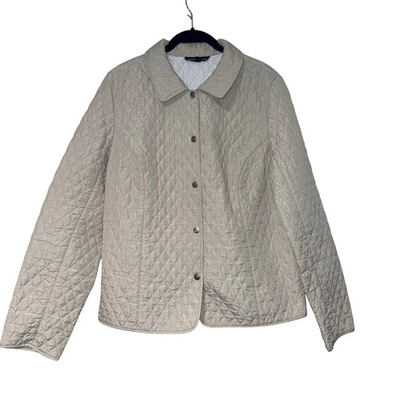 #ad #ad Briggs New York Classic Quilted Barn Jacket Womens 16 Beige Lightweight Snap $19.99