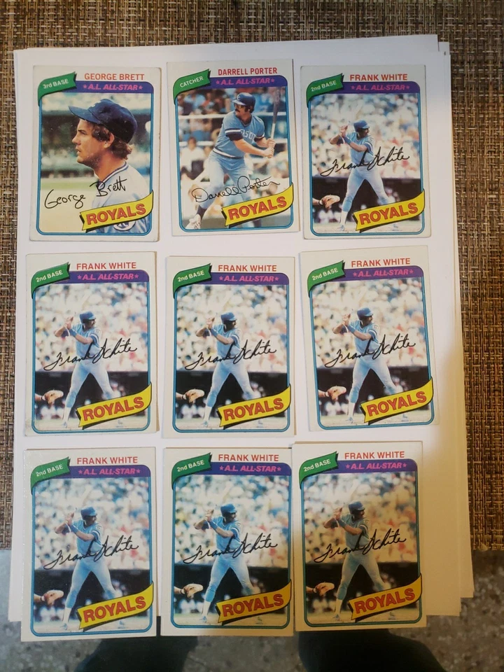 Lote de 63 tarjetas 1980 Topps Royals George Brett #450 Salón de la fama, Frank White, Darrel Porter Foto 3 de 4
