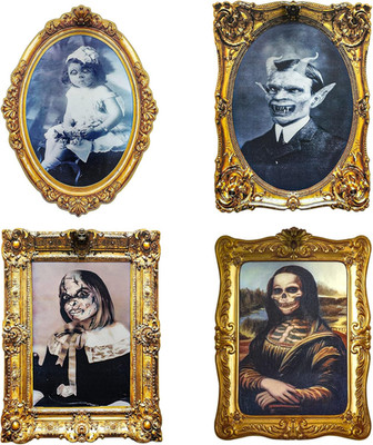 Halloween Decorations Indoor, Haunted Scary Decor - 3D Changing Face Pictures, V