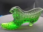 4 PC Fenton Glass Hobnail And Starburst Patterned Cat Head Shoes. Red Green Blue