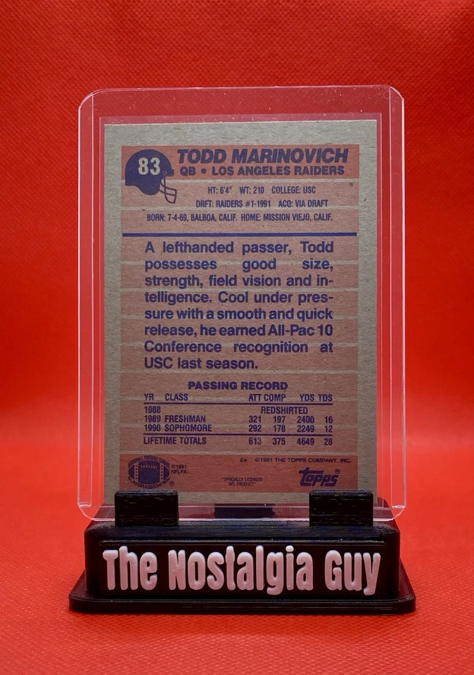 Todd Marinovich 1991 Topps #83 - Image 2 of 2